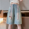 thumbnail image 6 of WOYY Little Girls Ripped Denim Shorts Loose Pull-On Knee-Length Jean Shorts, Sizes 5-6Y, 6 of 8
