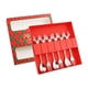 thumbnail image 1 of Juego de 6 cucharas y tenedores navideños, cubiertos, tenedores y cucharas de postre, cuchara de té, Navidad caja roja plateada, 1 of 9