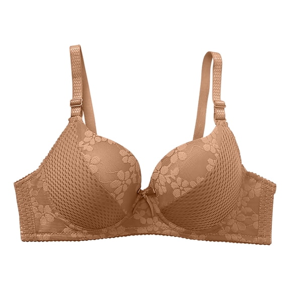 Npasoilc Underwire Lace Bras for Women Solid Color Breathable Adjustable Straps Full Coverage Support Bra