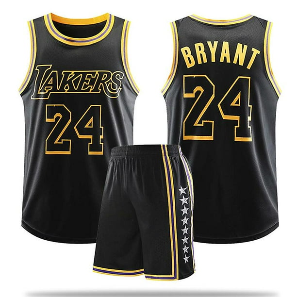 Maillot de Basket Kobe No. 24 Lakers Maillot Mamba Fans Classique Noir Ensemble de Maillot de Basket pour Enfants Walmart