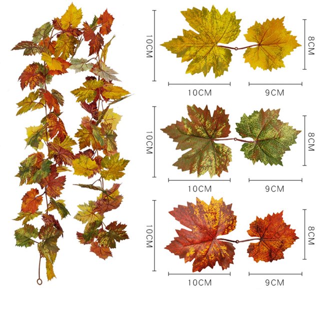 AKEGAMN Fall Decor Festival Simulation Maple Leaf Rattan Decoration Christmas Party Wall Hanging Maple Leaf Rattan