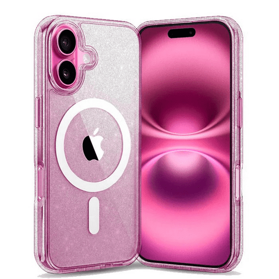 Entronix Magnetic Glitter Clear Case for iPhone 17 – Hard Back Protective Cover