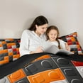 thumbnail image 5 of jejeloiu Toy Brick Games Full Size Comforter Sets,Building Blocks Bedding Comforter Set,Orange Gray Black Bedding Sets For Boys Girls,Luxury Bedroom Decor Reversible,3-Piece, 5 of 8