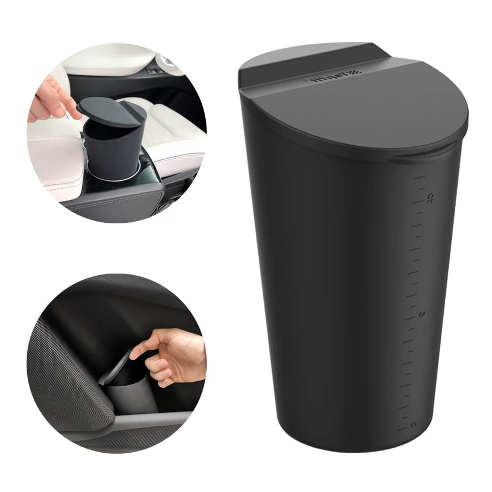 2 Packs Car Trash Can with Lid Small Car Trash Bin Portable Vehicle Auto Car Garbage Can Bin Trash Container Fits Cup Holder Console Door Pocket Home Office Use 