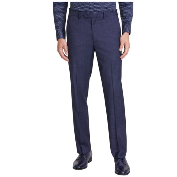 Tallia Mens Classic fit Dress Pants 42 / 32 Navy Blue Check