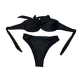 thumbnail image 6 of vigerkar Bandeau Bikini,Halter Cheeky Bikinis Sets for Women,Sexy 2 Piece Swimsuits Beach Vacation Tanning (Black, L), 6 of 6