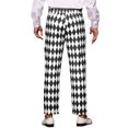 thumbnail image 3 of INSPIRE CHIC Argyle Printed Pants for Men's Regular Fit Flat Front Dress Trousers 28 Black White, 3 of 6