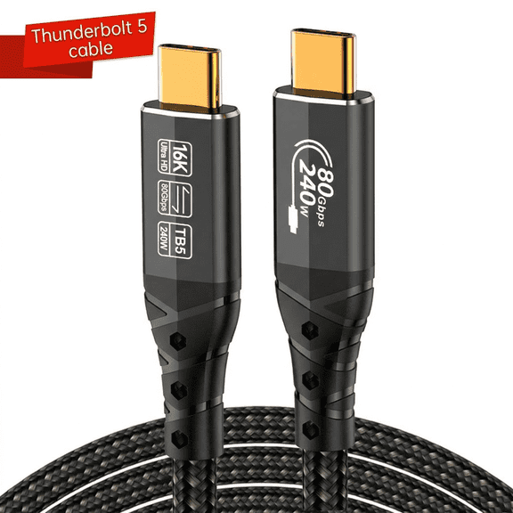 Thunderbolt 5 Cable 3.3FT, thunderbolt Cable, 120Gbps Bandwidth, Supports 16K / Dual 8K Displays, 240W Fast Charging, Compatible with Thunderbolt 4, SSD, MacBook M4 Pro/Max, iPhone 17