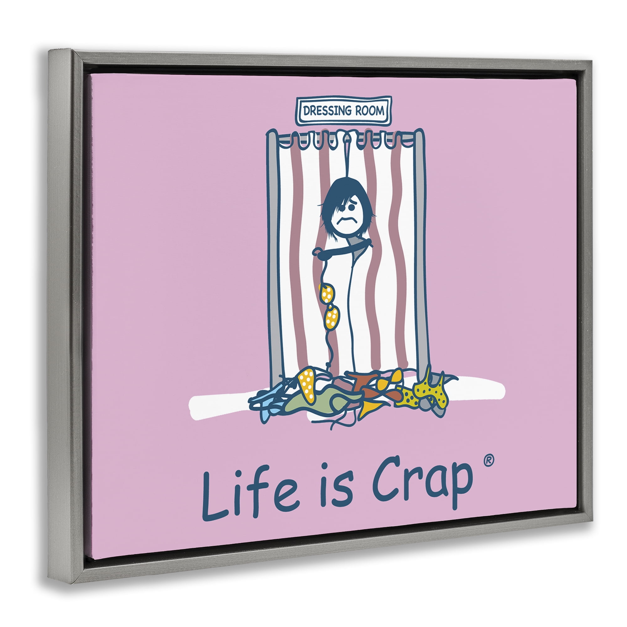 Stupell Industries Swimsuit Dressing Room Novelty & Humor Painting Gray Floater Framed Canvas Art Print Wall Art, 31 x 25