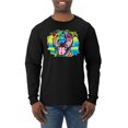 thumbnail image 1 of Cute Happy Smiling Dog Rainbow Pitbull Dog Lover Mens Long Sleeve Shirt, Black, Small, 1 of 3