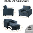 thumbnail image 2 of 3-in-1 Sleeper Chair Pull Out Sofa Bed, Convertible Reclining Seat Upholstered Armchair, Adjustable Backrest Recliner Chair with Side Pockets, Cup Holder & USB Ports - Navy, 2 of 7