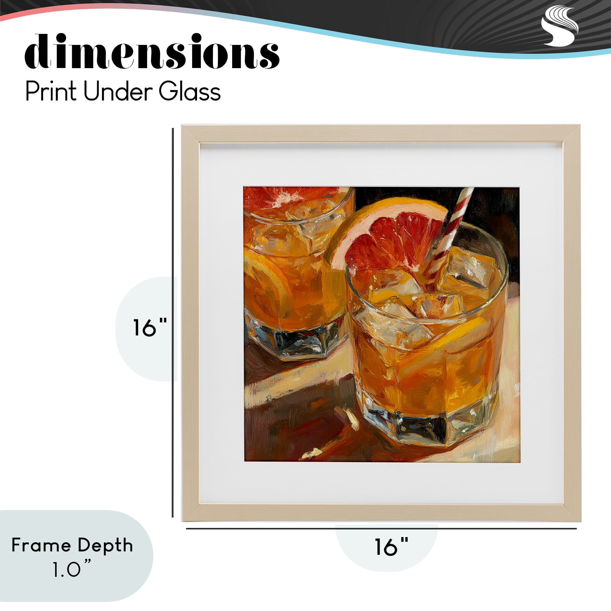 Stupell Industries Grapefruit Cocktail with Ice Cubes Birch Framed Print Under Glass, design by Petal Prints Design