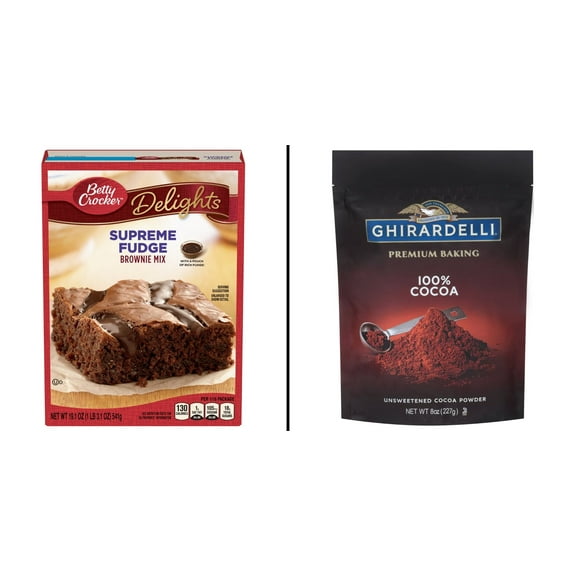Betty Crocker Delights Supreme Fudge 19.1 oz & Ghirardelli Unsweetened 100% Cocoa Powder 8 oz