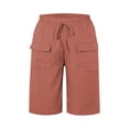 thumbnail image 2 of Womens Short Style with Pockets Casual Shorts for Women Summer Relaxed Fit Five Point Length Orange-Red S, 2 of 6