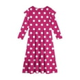 thumbnail image 4 of Abcomgle Girls Dresses Size 10-12 Casual A-Line Ruffle Long Sleeve Maxi Dress Polka Dot Crew Neck Sundresses Tiered Dresses with Pockets,Hot Pink, 4 of 5