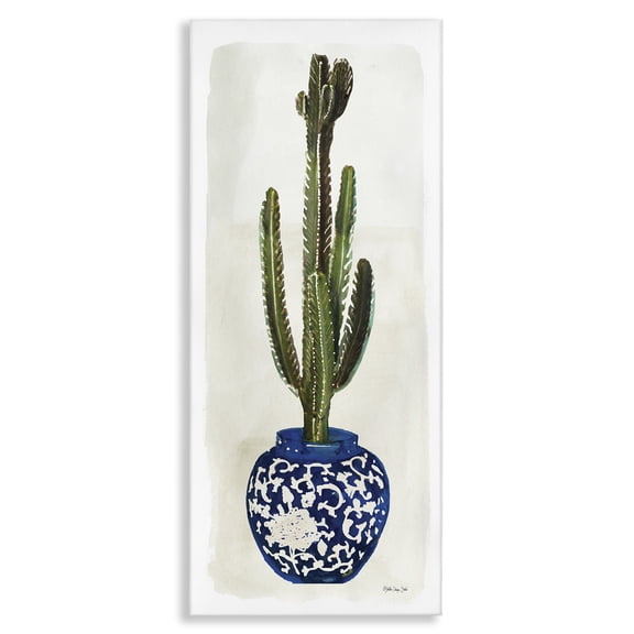 Stupell Industries Bohemian Cacti in Ornate Blue Pot Canvas Art, 10 x 24, by Stellar Design Studio