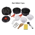 thumbnail image 2 of REDCAMP 11 PCS Camping Cookware Mess Kit, 800ml (28oz) Backpacking Camping Pot+Pan Set, Lightweight and Compact Cookware for Hiking, Picnic and Camping, Red, 2 of 7