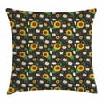 thumbnail image 1 of Floral Throw Pillow Cushion Cover, Daisy Buds Sunflower Retro Style Bush Petal Romantic Spring Season Floral Print, Decorative Square Accent Pillow Case, 16 X 16 Inches, Multicolor, by Ambesonne, 1 of 2