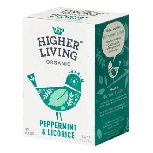 Higher Living, Organic Peppermint & Licorice Tea, 15 Count Tea Bags