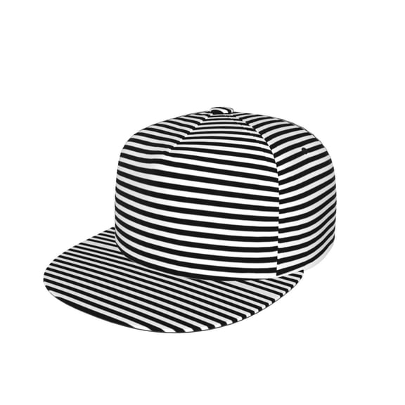 Unisex Snapback Hats Black White Mosaic Vertical Stripes Adjustable Flat Bill Baseball Cap Dancing Hip Hop Cap