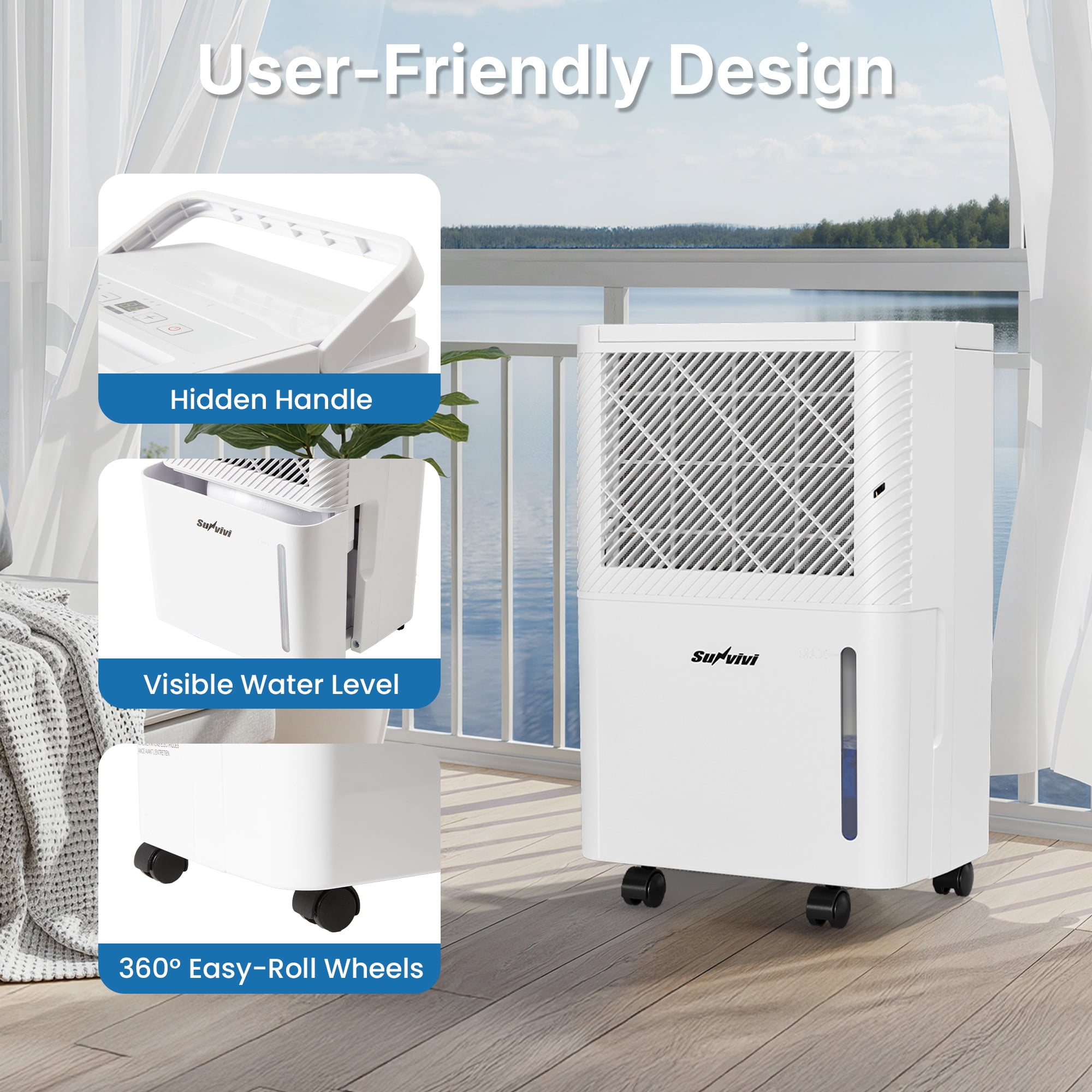 Heynemo Dehumidifier 1500 Sq Ft with 71oz Water Tank & 24H Timer, Quiet Portable Dehumidifiers for Basement, Bedroom, Bathroom, RV