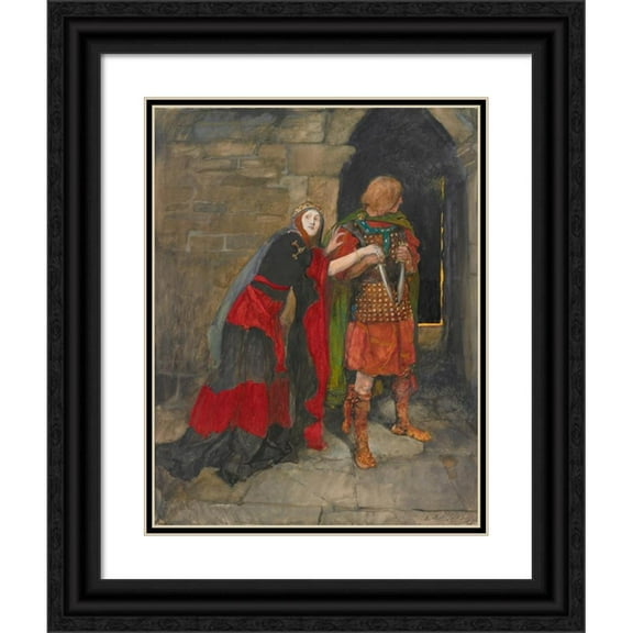 Edwin Austin Abbey 15x18 Black Ornate Wood Framed Double Matted Museum Art Print Titled - Lady Macbeth; ‘“Infirm of Purpose! Give Me the Daggers,’ Act II, Scene II, Macbeth