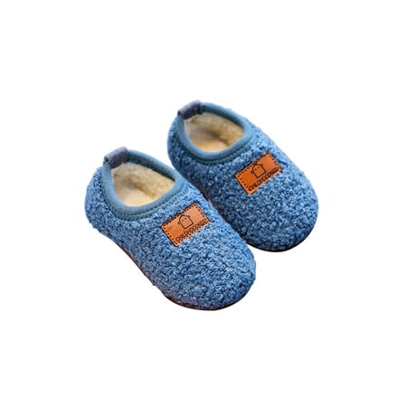 

Daeful Kids Warm House Shoe Cartoon Floor Shoes Comfort Winter Slipper Breathable Cozy Flats Outdoor Slippers Blue 4.5C