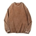 thumbnail image 2 of YNGKMEA Oversized T Shirts for Men Long Sleeve Retro Distressed Pullover Shirts Crewneck Vintage Acid Wash Tee Tops 2025 Fall Comfort Colors Sweatshirt Coffee S, 2 of 5