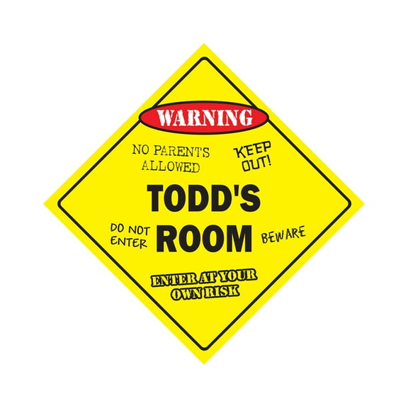 Todd's Room Sign Crossing Zone Xing | Indoor/Outdoor | 12" Tall kids bedroom decor door children's name boy girl