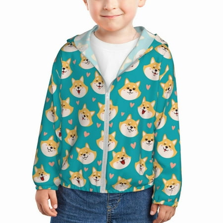 

Gaeub Cute Shiba1 Print Athletic Sun Protection Hoodie for Kids Long Sleeve Outdoor UV Shirt Running Fishing Top for Boys Girls-3 Years