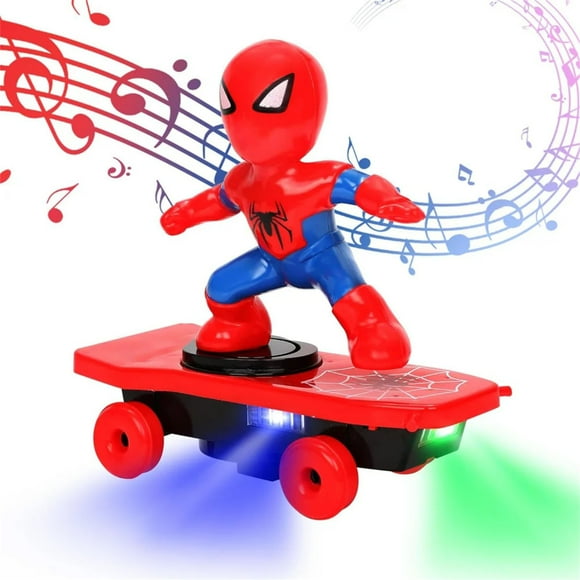 NAOJIE Spider-Man Stunt Tumbling Scooter Anime Figurines Spider-Man Light & Music Electric Scooter,Action Figures for Boys,Superhero Toys,Anime Figurines