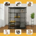 thumbnail image 3 of Dextrus Cat Cage Indoor Large with Hammock 4 Tier Outdoor Cat Enclosure Catio Metal Kennels for 1-3 Cats, DIY Detachable Pet Playpen, Black, 3 of 5