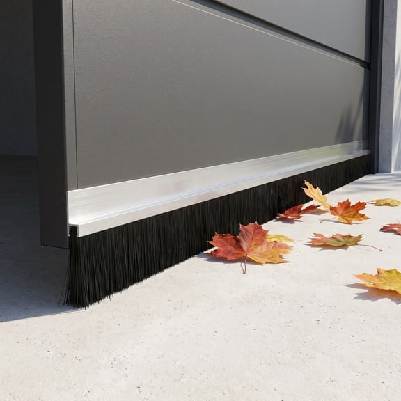 OFFIGAM Heavy Duty Black Aluminum Door Brush Seal for Exterior Use 2Pcs