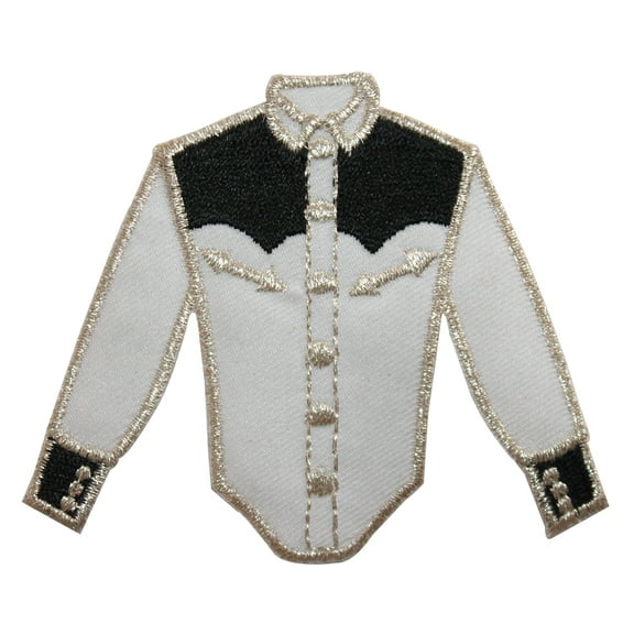 ID 7735 Fancy Button Western Shirt Fashion Iron On Embroidered Patch Applique