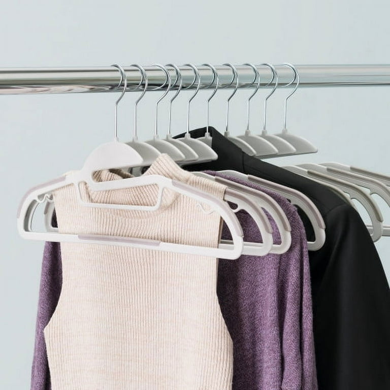 Basics Slim, Velvet, Non-Slip Suit Clothes Hangers, Gray/Silver -  Pack of 30