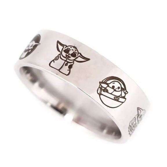 Star Wars Yoda Silvertone Stainless Steel Band Ring Size 11