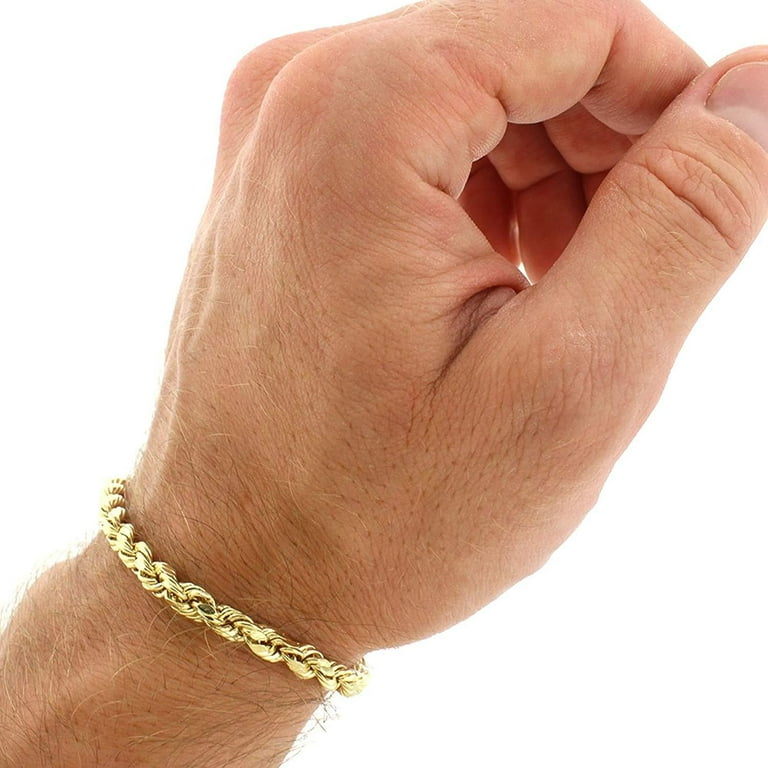 10K Yellow Gold 5MM Solid Rope Diamond-Cut Braided Twist Link Bracelet  Chain 8 - 9, Gold Bracelet for Men & Women, 100% Real 10K Gold, Next  Level Jewelry 