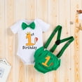 thumbnail image 4 of IBTOM CASTLE Infant Baby Boys Wild One First Birthday Outfit Bowtie Romper+Suspenders+Pants+Headband Cake Smash Clothes Set, 4-Piece, 4 of 10