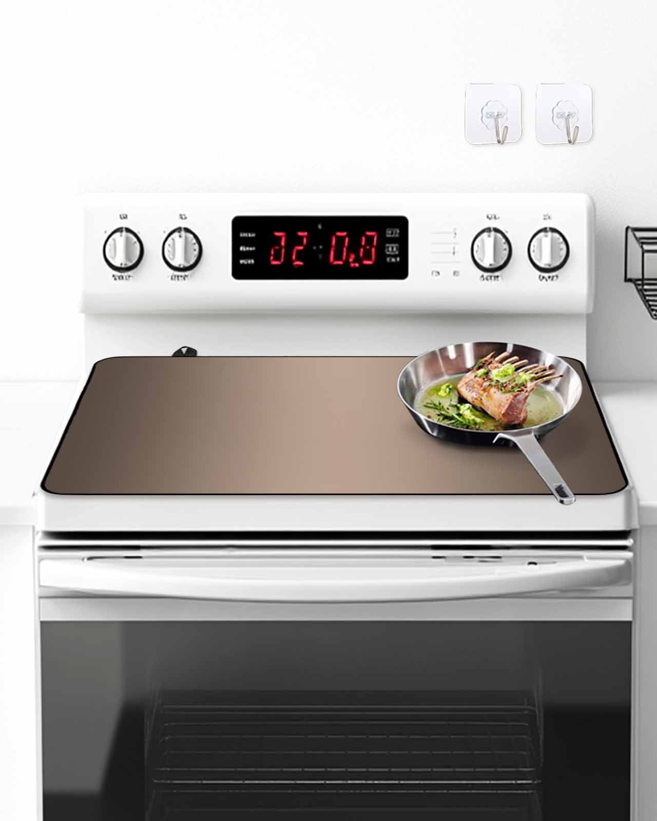 Black and Stove Top Covers for Electric Stove, 36'x21'' White Stripe Glass Ceramic Stove Cover Foldable Rubber Mat Heat Resistant Cooktop Protector for Kitchen
