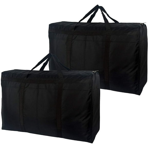 NAMZI 100L Extra Large Storage Bags, Sturdy Foldable Waterproof Moving Tote Bag, Under Bed Storage, Travel Cargo Duffel Jumbo Bag for Clothes, Comforters, Blankets, Pillows, Ornaments (Black 2PCS)