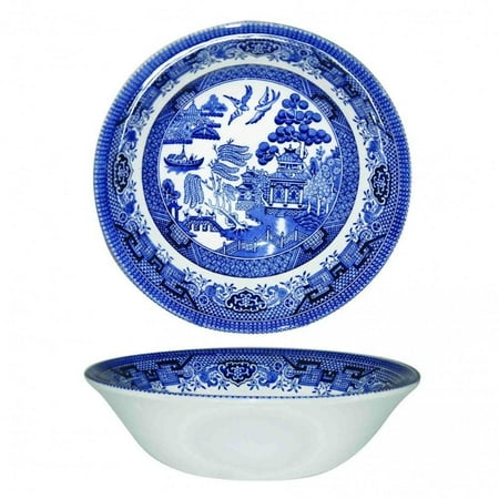 Belleek China Bowls - Churchill Blue Willow Fine China Earthenware Oatmeal Bowl 6