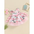 thumbnail image 4 of Musuos Baby Girls Princess Tutu Dress 6M 12M 18M 24M 3Y 4Y Lace Patchwork Flying Sleeve Bowknot Floral Print Sundress, 4 of 10