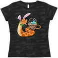 thumbnail image 3 of Inktastic Easter Cute Snake with Basket and Bunny Ears Women's T-Shirt, 3 of 5