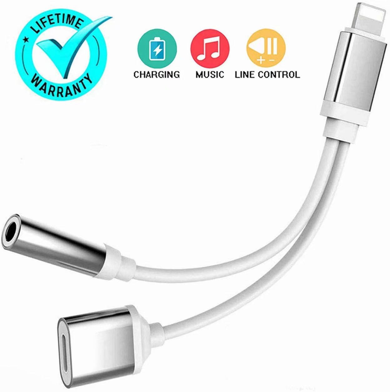 Headphone Jack Adapter Dongle for iPhone 7/7 Plus/8/8 Plus/X/Xs/XR/Xs Max Adapter to 3.5mm Jack Converter Fast Car Charger Accessories Cables & Audio Connector 2 in 1 Earphone Splitter Cable-White Headphone Jack Adapter Dongle for iPhone 7/7 Plus/8/8 Plus/X/Xs/XR/Xs Max Adapter to 3.5mm Jack Converter Fast Car Charger Accessories Cables & Audio Connector 2 in 1 Earphone Splitter Cable-White