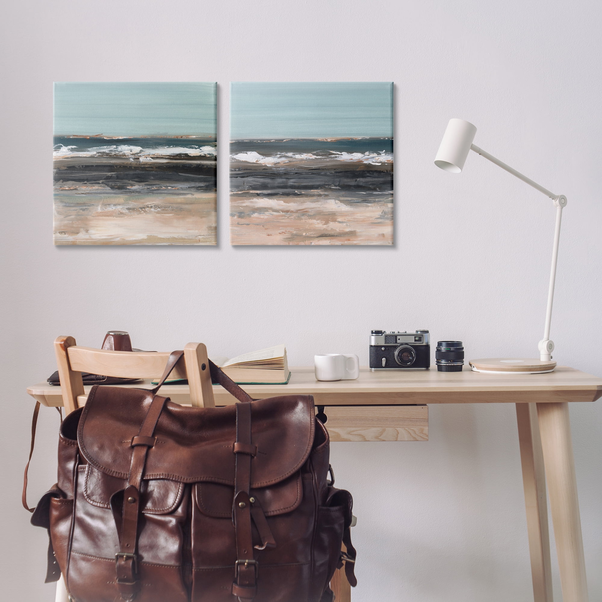 Stupell Industries Summer Waves Abstract Abstract Painting Wrapped Canvas Art Print Wall Art, 17 x 17, Set of 2