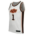 thumbnail image 2 of Men's Nike #1 White Oklahoma State Cowboys  Replica Basketball Jersey, 2 of 3