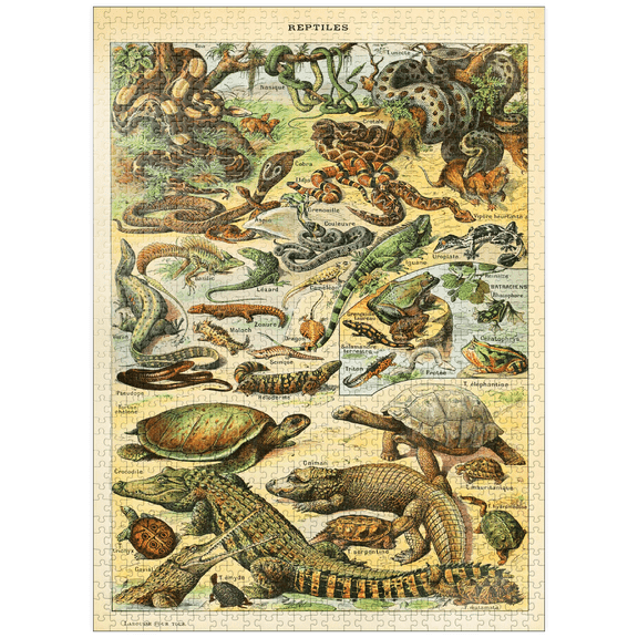 MyPuzzle - Reptiles For All, Vintage Art Poster, Adolphe Millot - Premium 1000 Piece Jigsaw Puzzle for Adults