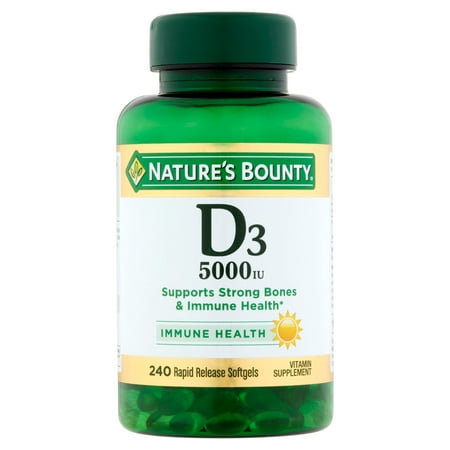 Nature's Bounty D3, 5000 IU Rapid Release Softgels, (Best Brand Of Vitamin D3 5000 Iu)
