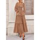 thumbnail image 4 of Vestido PRETTYGARDEN Maxi de Manga Larga con Escote Cuadrado y Fruncido Talla M, 4 of 8