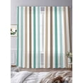thumbnail image 4 of Brown Stripe Semi Sheer Curtains 108 Inch Length 2 Panels Set, Ombre Geometric Teal Green Vertical Striped Sheer Kitchen Curtain Privacy Voile Window Curtain for Living Room Bedroom Rod Pocket Drapes, 4 of 7